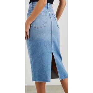 Rails Women’s Highland Denim Midi Skirt Baja Blue Raw Hem Size 4